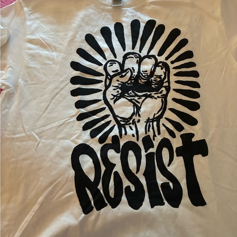 White T-Shirt with Black Resist Graphic
